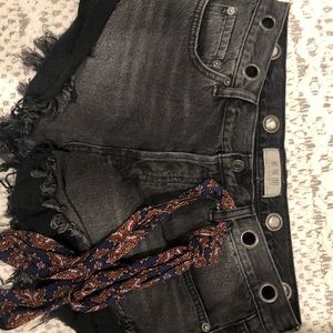 Free people black denim shorts